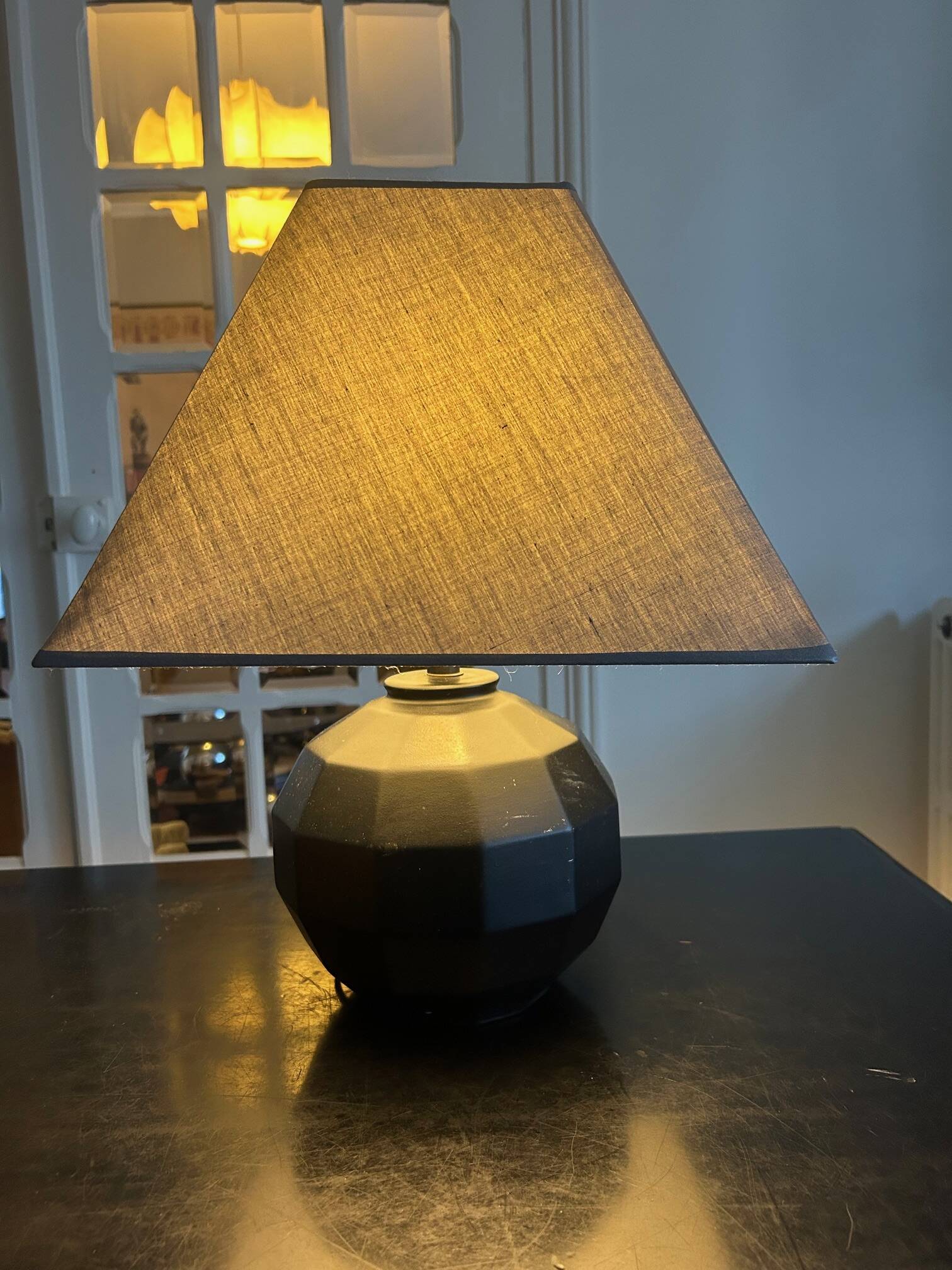 black ceramic lamp from the 80s