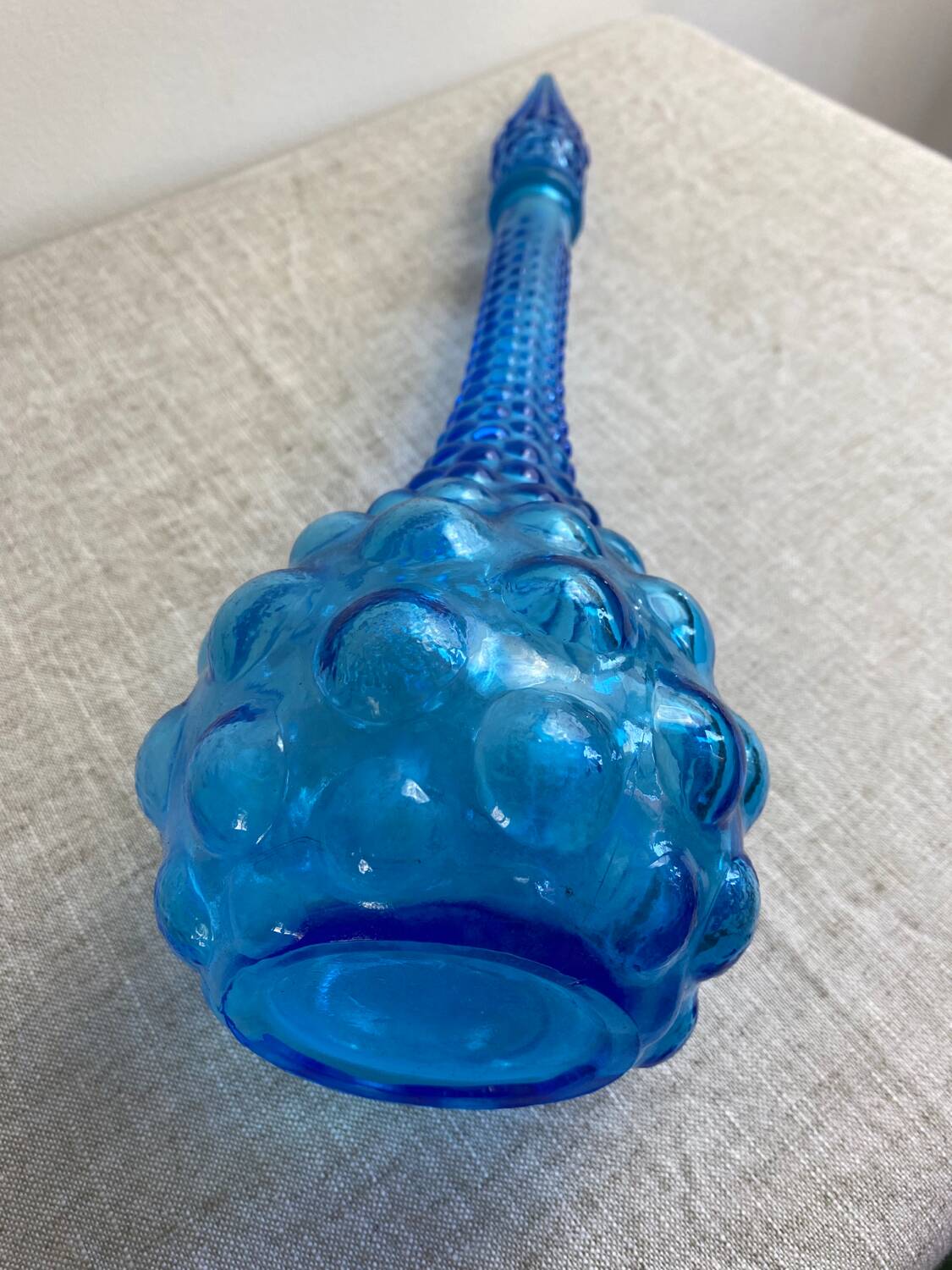 Turquoise blue employment glass carafe