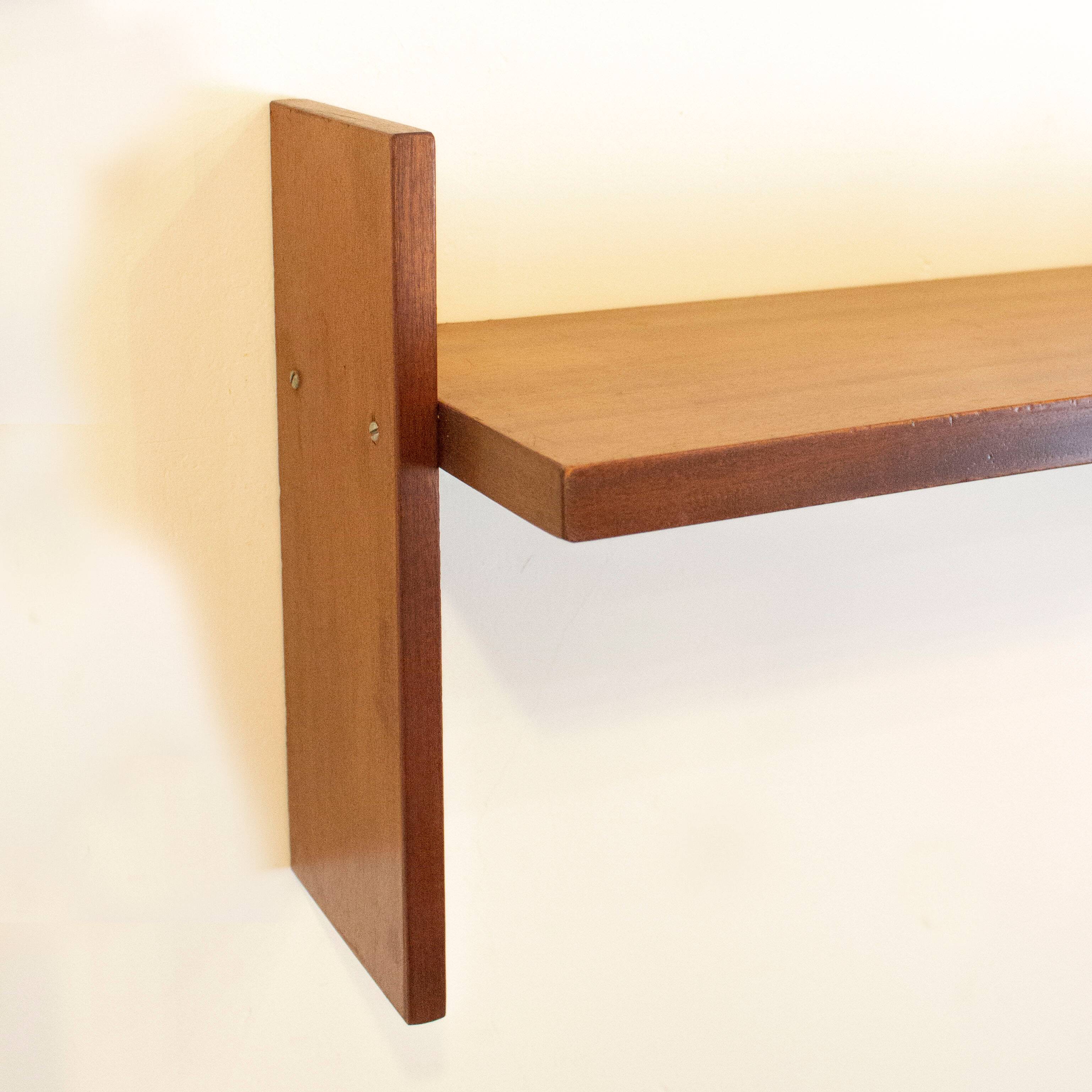 Mid Century Teak Wall Shelf, Spain, 1950s
