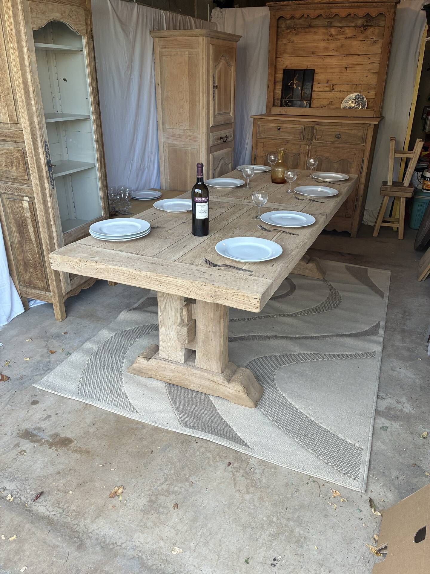 Monastery table with extensions in solid oak