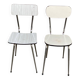 2 beige formica and steel chairs