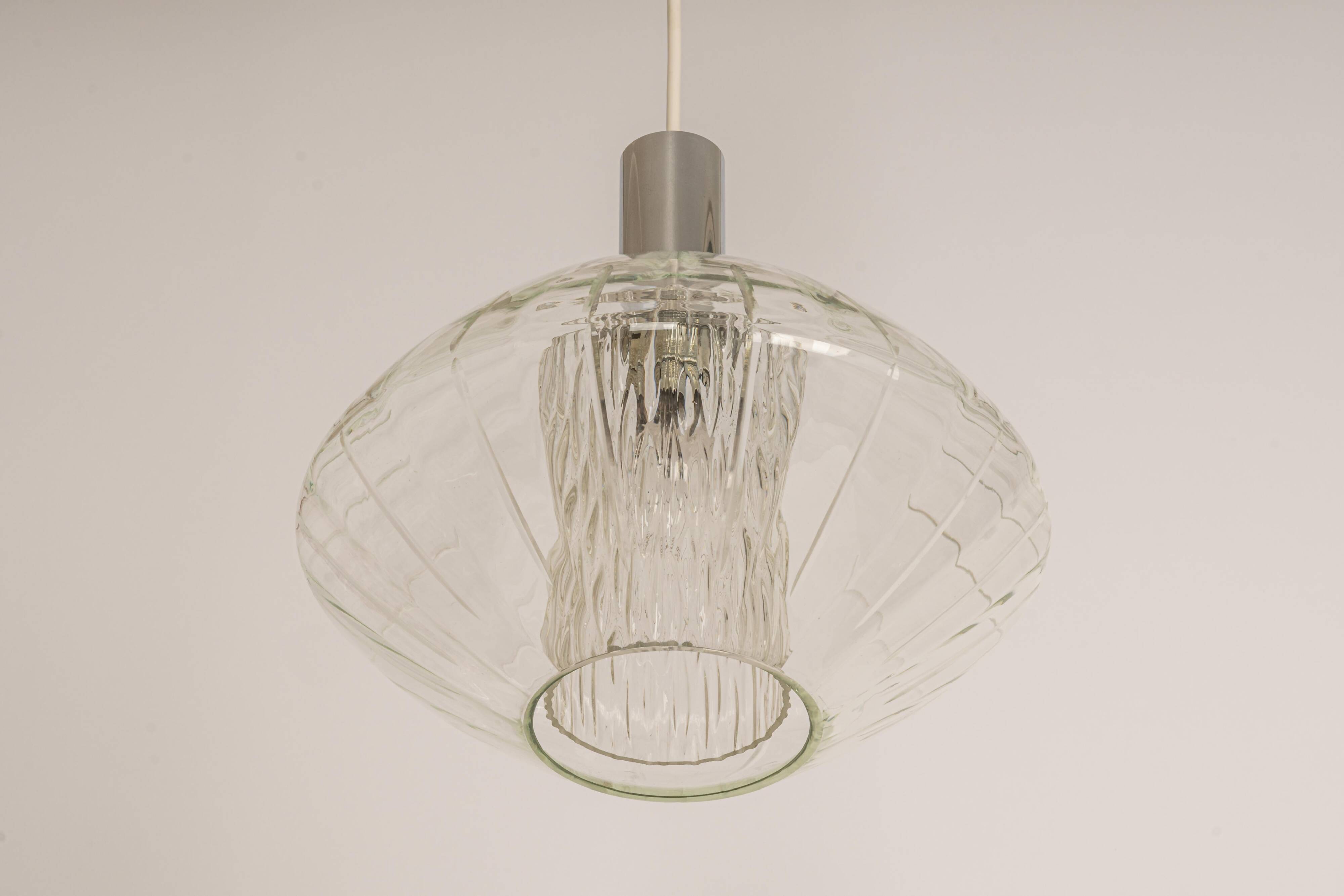 Large glass tulip-shaped pendant light by Cosack, Germany, 1970s.