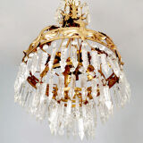 Midcentury gold gilded chandelier