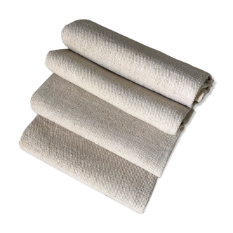 Pair of small raw hemp tablecloths