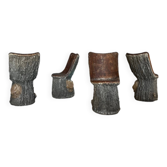 Italian faux bois concrete garden chairs