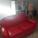 Red 2-seater Club Sofa in coated leather – Maison Pavane