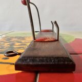 Vintage coat rack - double coat hook - red wooden balls