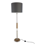 Lampadaire chrome et bois des années 1950, Tchécoslovaquie, restauré