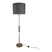 Lampadaire chrome et bois des années 1950, Tchécoslovaquie, restauré