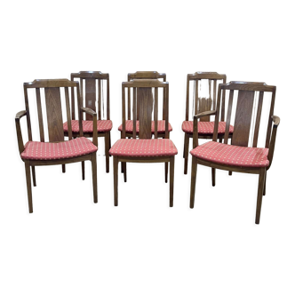 Suite of 4 chairs and 2 armchairs of the brand G-Plan in frene 70s