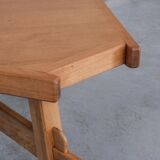 Brutalist oak mid-century triangular dining table