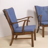 1940s Lounge Chairs by Tyge Hvass, Model 1628 for Fritz Hansen, Denmark