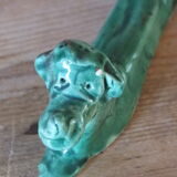 6 knife-wielding colorful ceramic dogs 60s