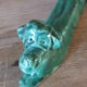 6 knife-wielding colorful ceramic dogs 60s