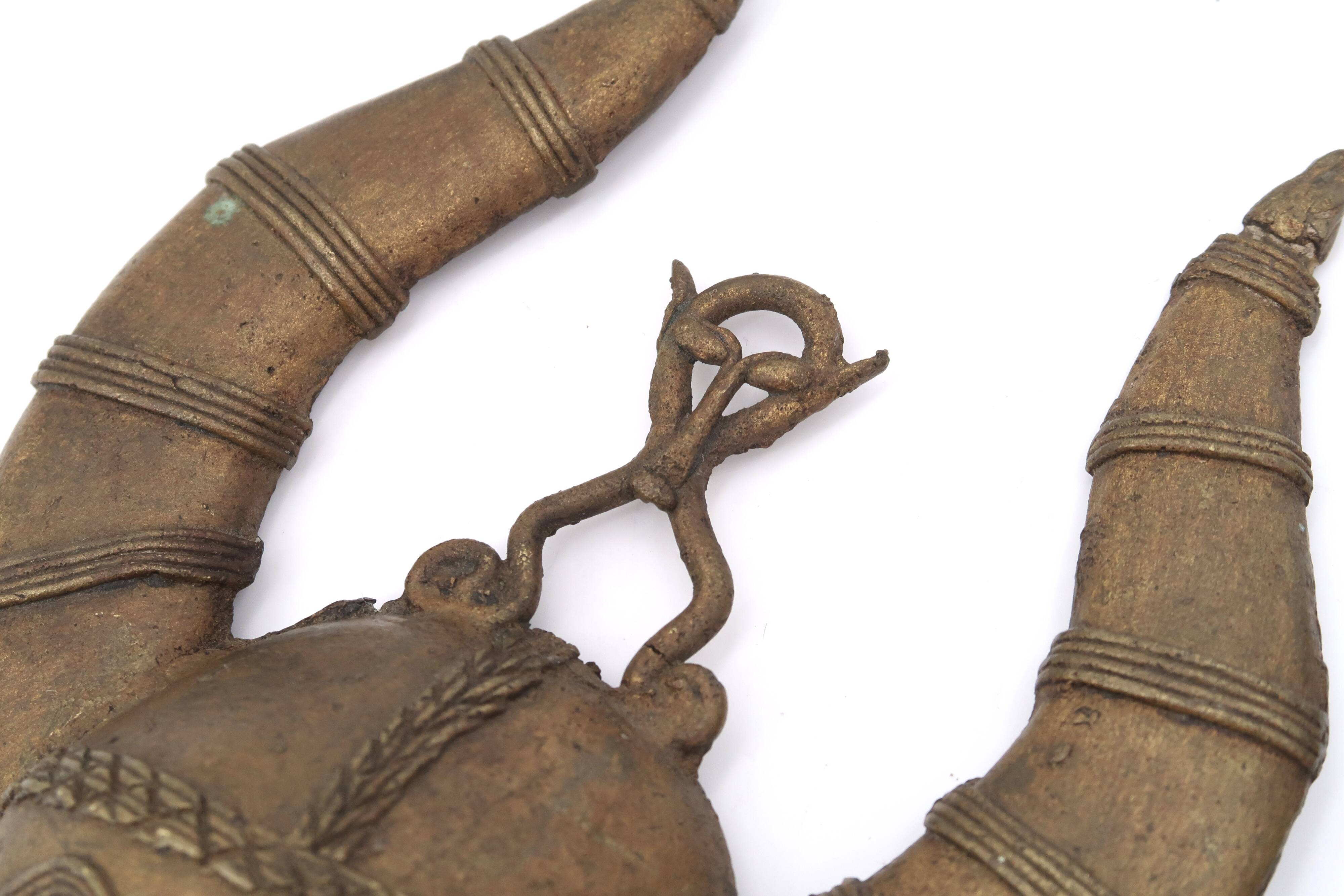 Pair of African brass masks, 1970s