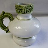 Vintage ceramic slip vase V Bassano pitcher decorated with porcelain flowers