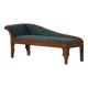 Danish Art Nouveau chaise longue in oak and "Mikey" upholstery by Lisa Larson, 1920s.