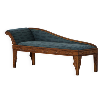 Chaise longue danoise Art Nouveau en Oak Oak et tapisserie "Mikey" de Lisa Larson, années 1920