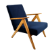 Fauteuil vintage en velours bleu marine Var, années 1970