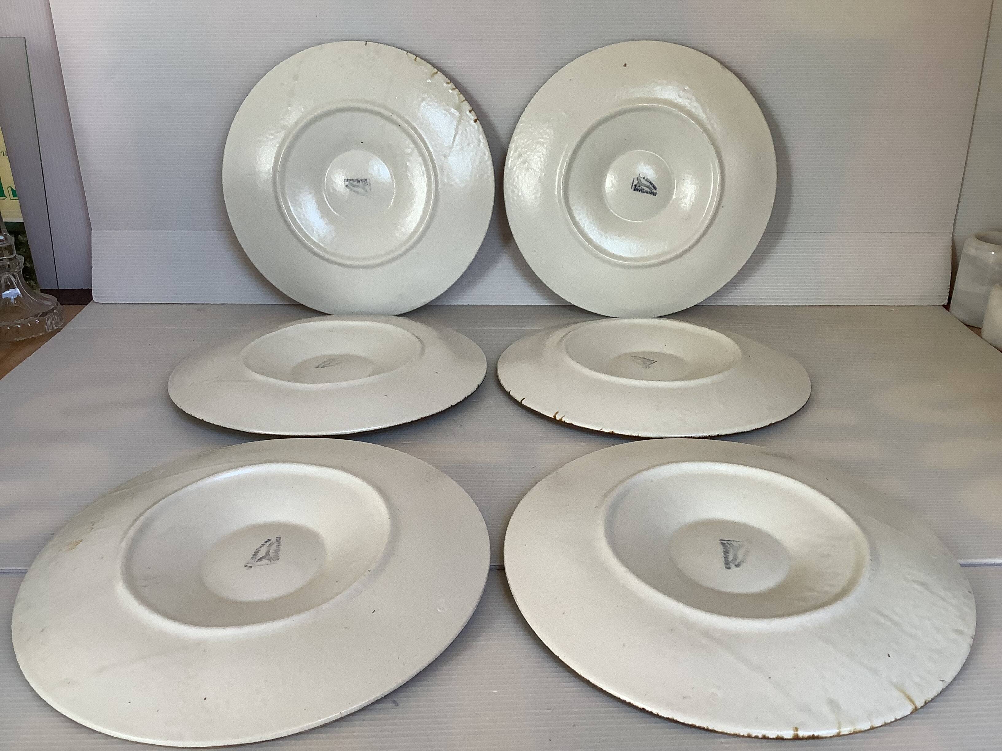 Six old Longchamps oyster plates