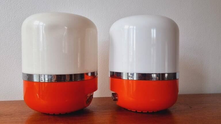 Two Midcentury Table Lamps, Space Age, Adriano Rampoldi, Italy, 1970s