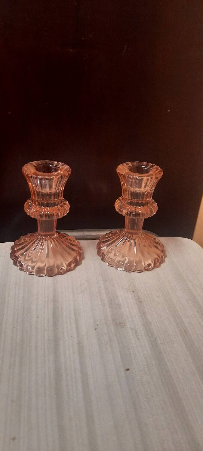 Pair of glass candlesticks