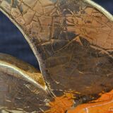 Gérard Crociani soup tureen in orange zoomorphic ceramic French gilded with fine gold Vallauris