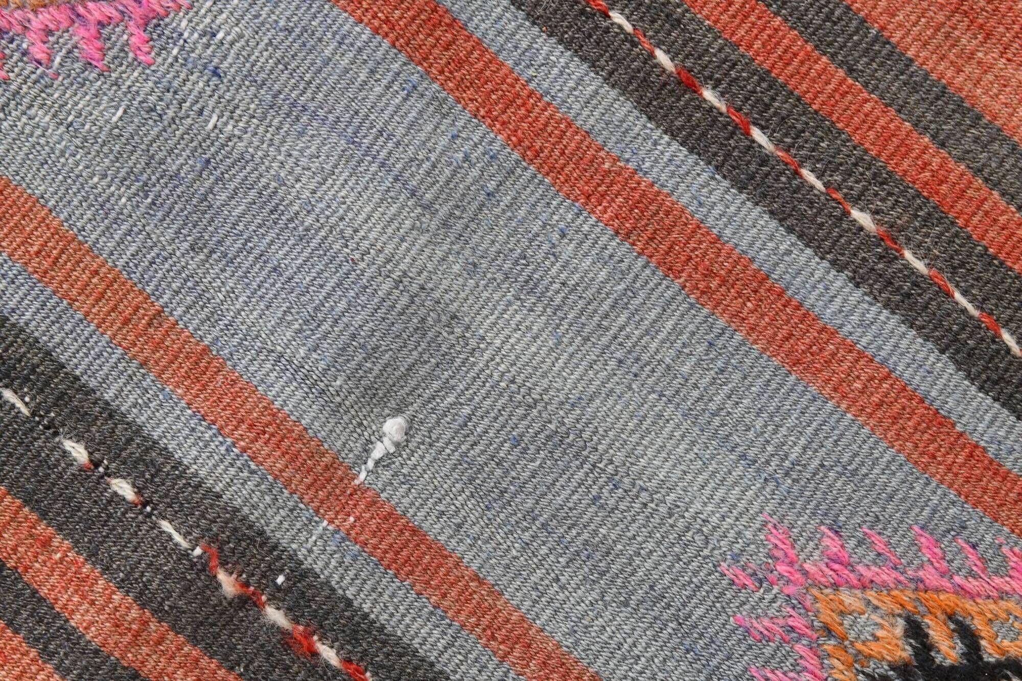 5x8 Kilim Striped Multicolor Kilim Rug,Oushak Handmade Area Rug,134x2145 Cm