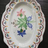 Plat antique ovale bouquet de fleurs