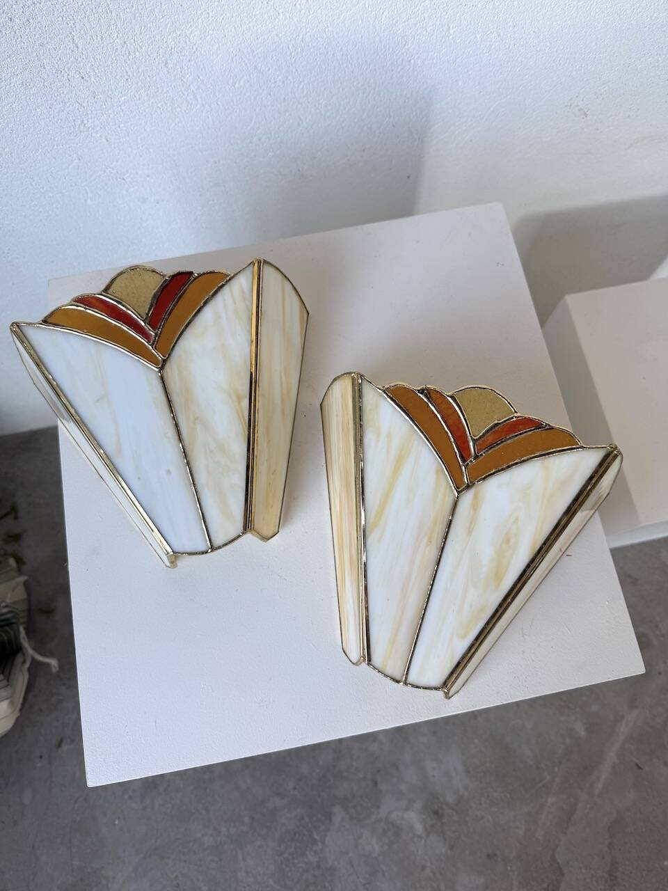 Paire applique style Art Déco verre nacre