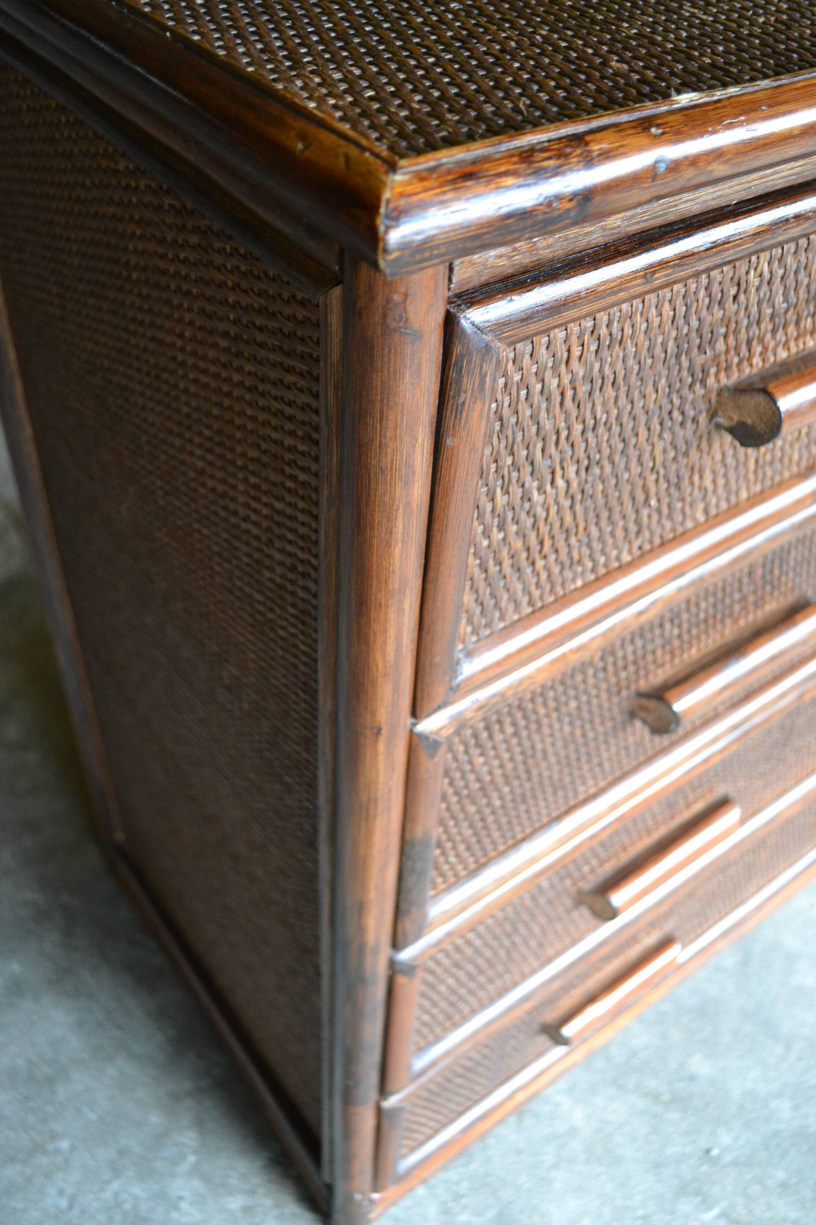 commode rotin et bambou années 70