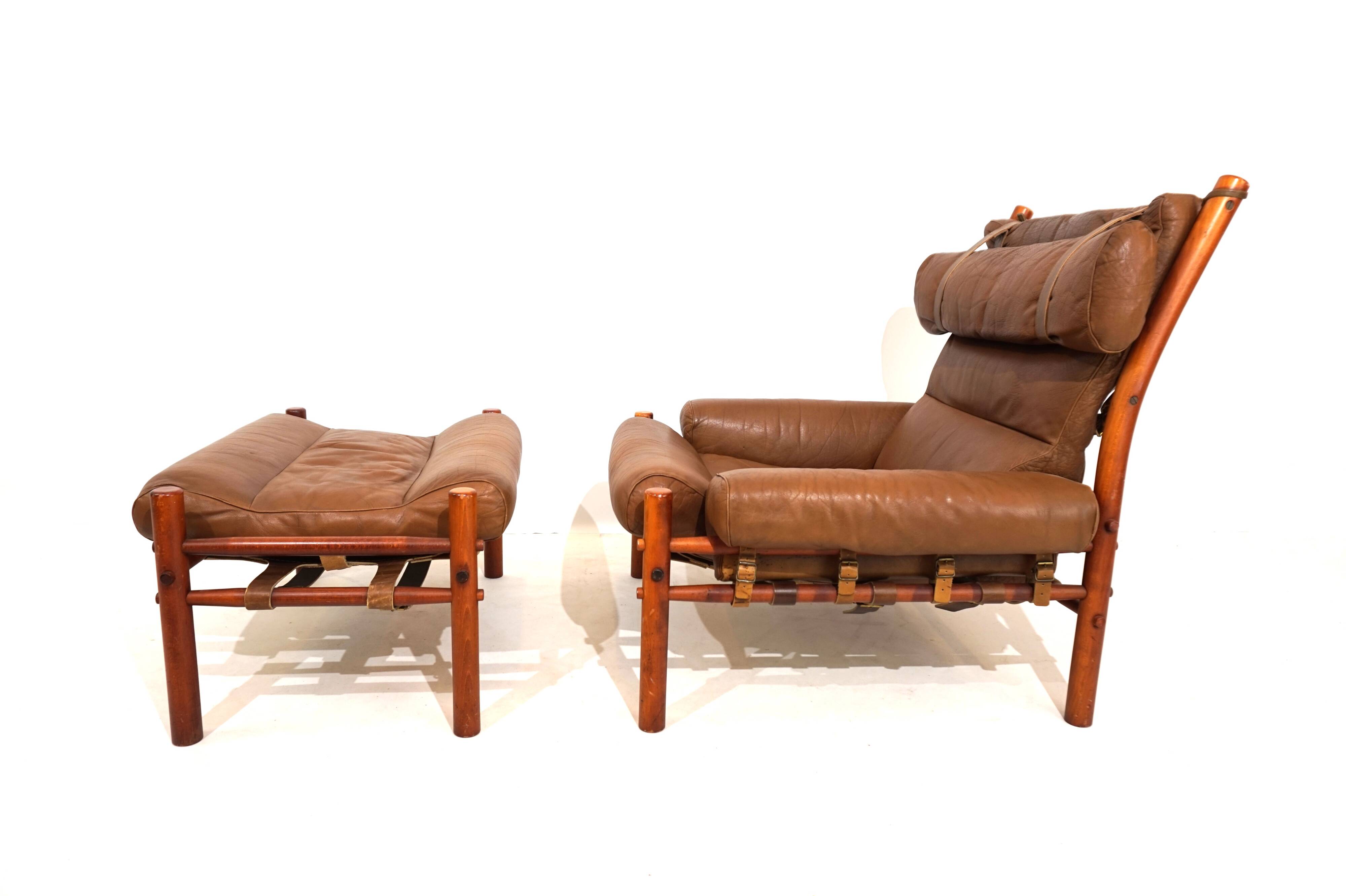 Arne Norell Inca chair with ottoman for Norell AB