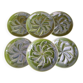Set of 6 green oyster plates 25 cm – C.E.S France – Very good condition