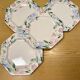 Assiettes Fidji Japon octogonales fleuries en grès