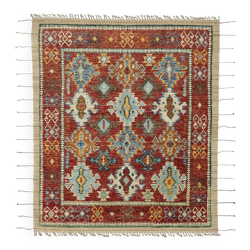 Tapis rustique turc tissé à la main en laine multicolore 257 cm x 303 cm