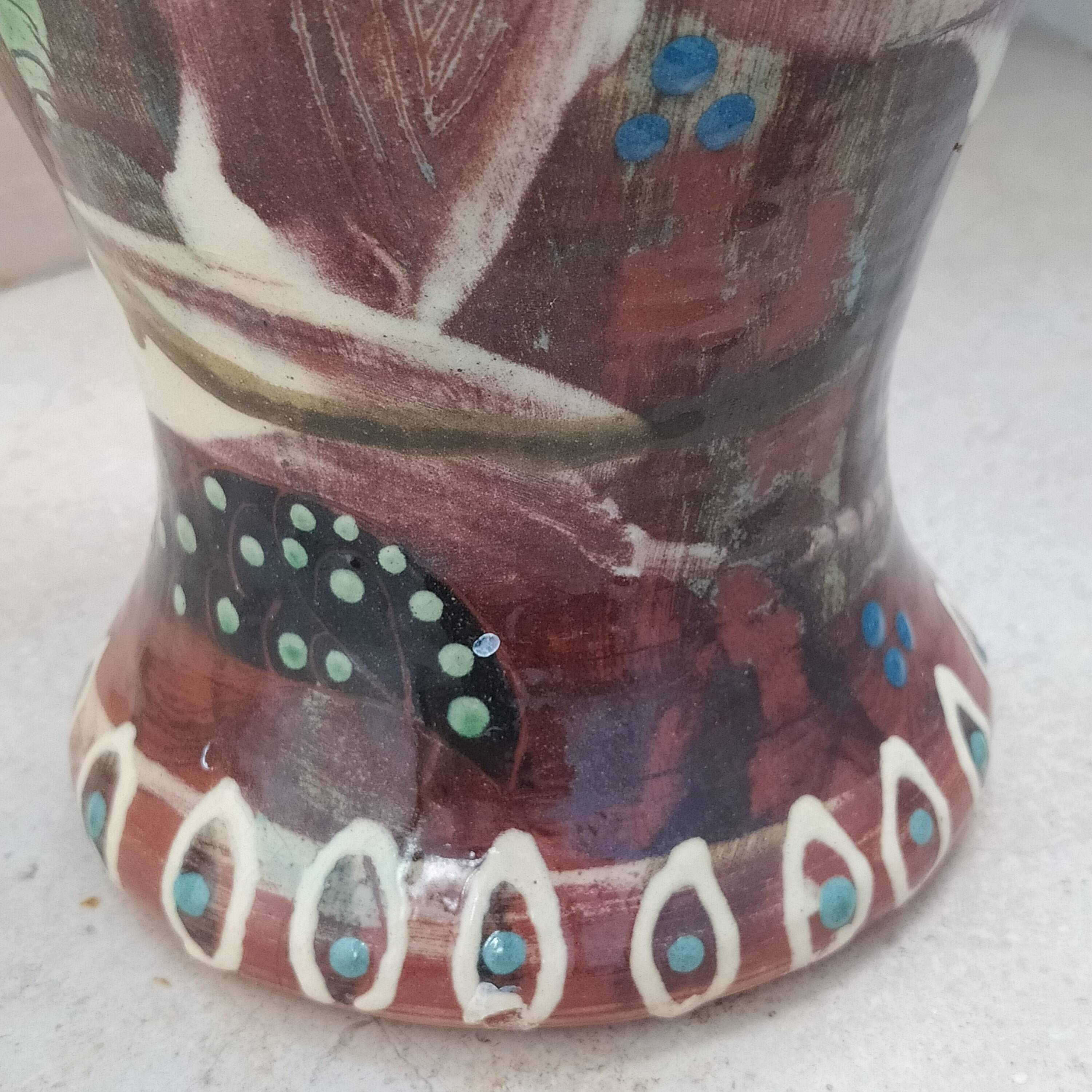 Large glazed mixed terracotta vase
