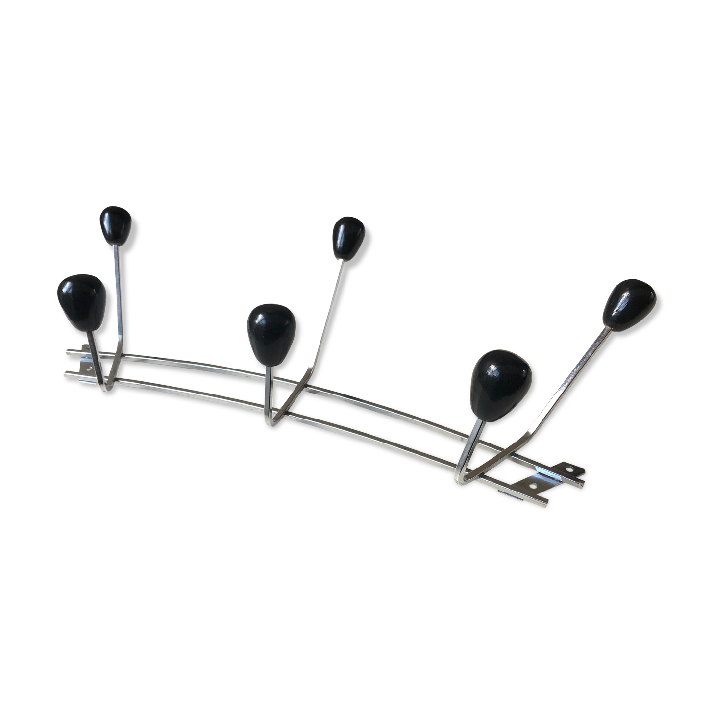 Patères vintage wall coat sores 60 modernist chrome den wood - blackened wood