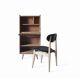 Vintage 1960s secretary desk with an angled design, light wood, and tapered legs.