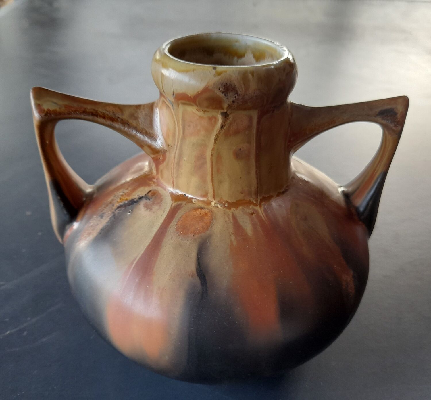 Art Deco stoneware vase signed