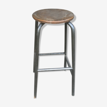 Metal and wood workshop top stool