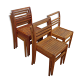 Ensemble de 6 chaises René Gabriel empilables