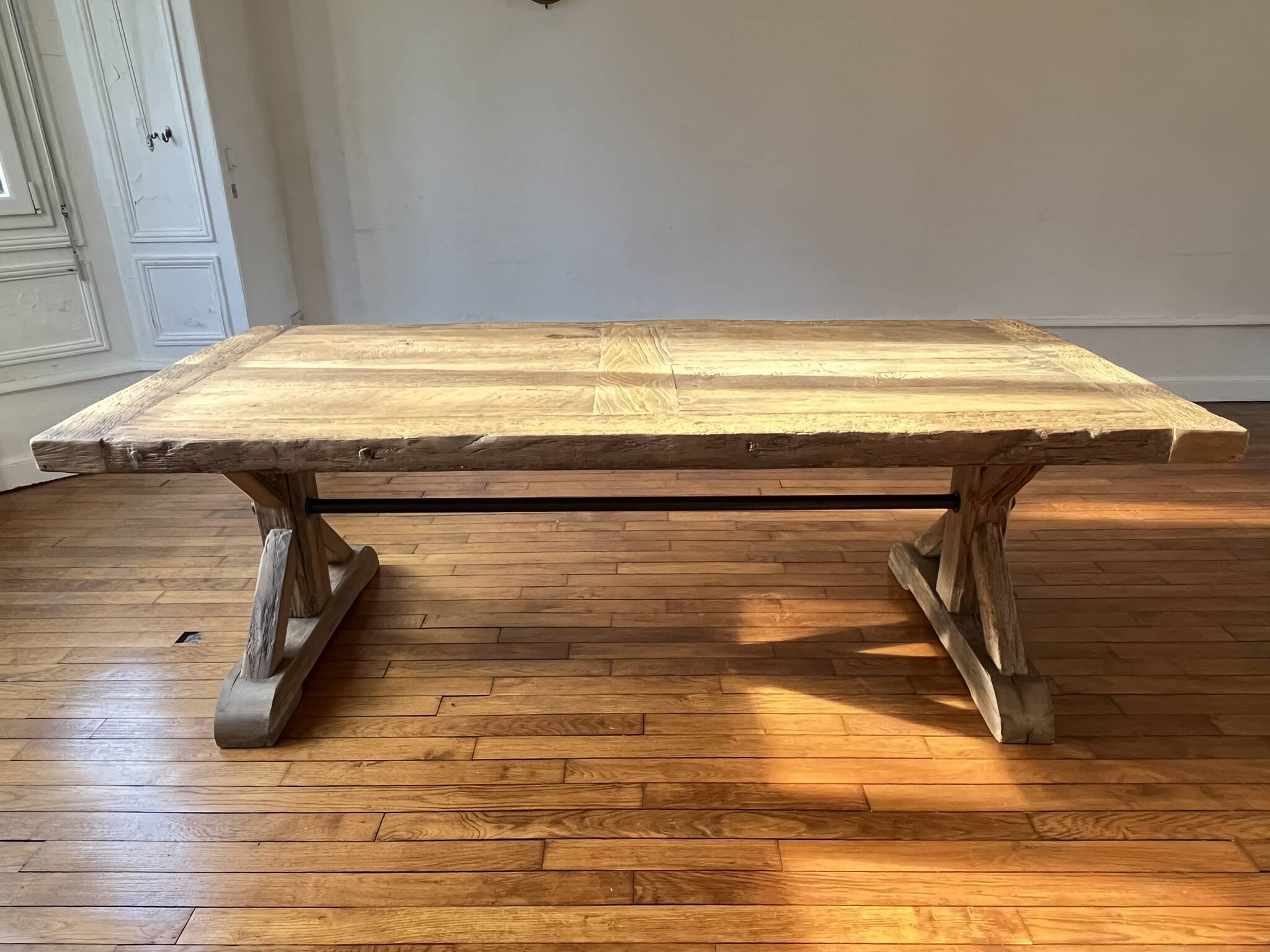 Antique solid oak farmhouse table with star legs - length 200 cm