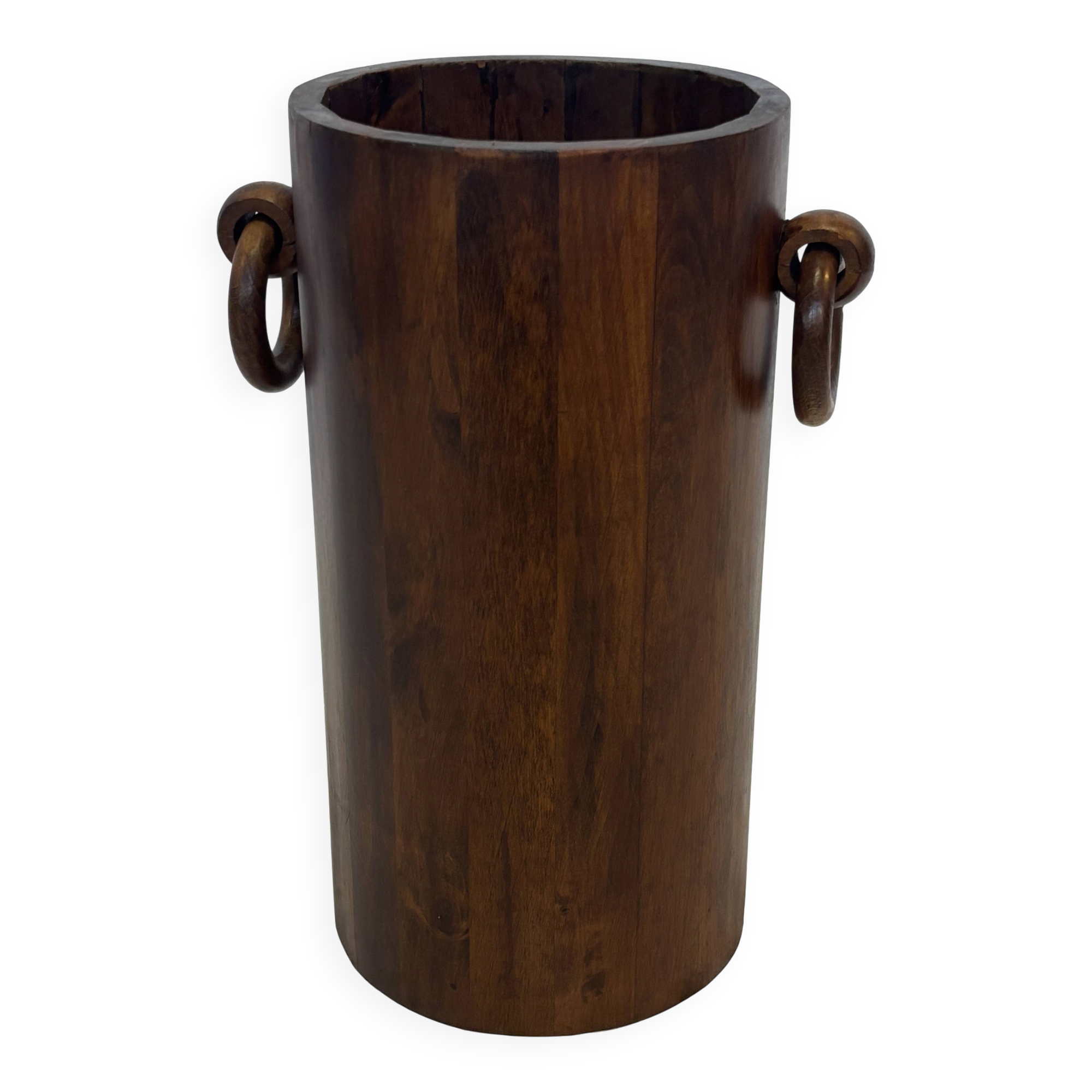 Vintage Wooden Cylinder Umbrella Stand, 1960s minimalist design