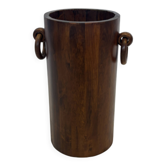 Porte-parapluie cylindrique en bois vintage, design minimaliste des années 1960