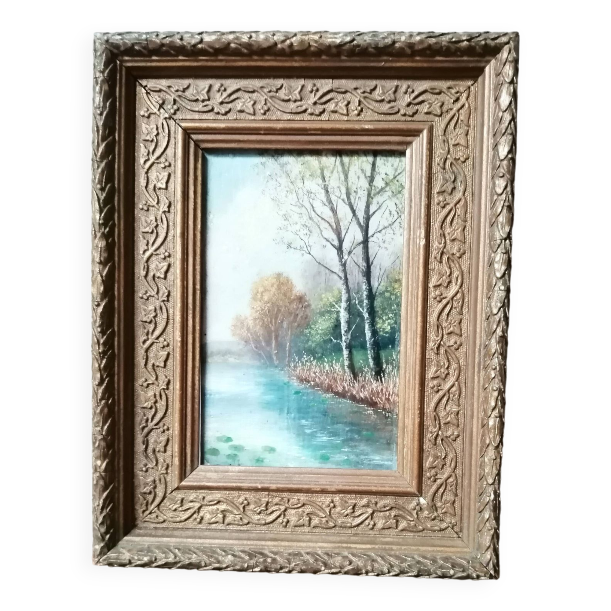 OIL PAINTING ON WOOD "water's edge"