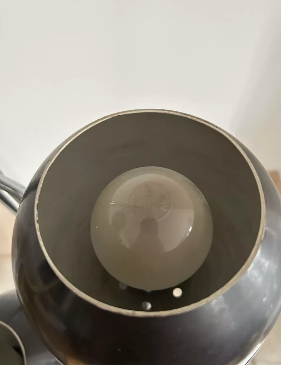 Monix vintage adjustable floor lamp, chrome and brown lacquered metal