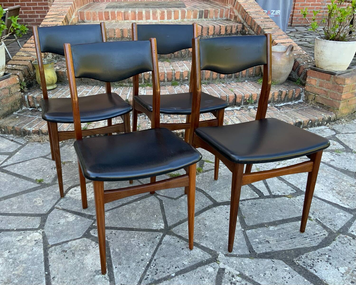 4 Scandinavian black leatherette chairs