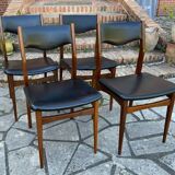 4 Scandinavian black leatherette chairs