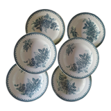 Lot 6 assiettes creuses anciennes terre de fer St Amand modèle Margot