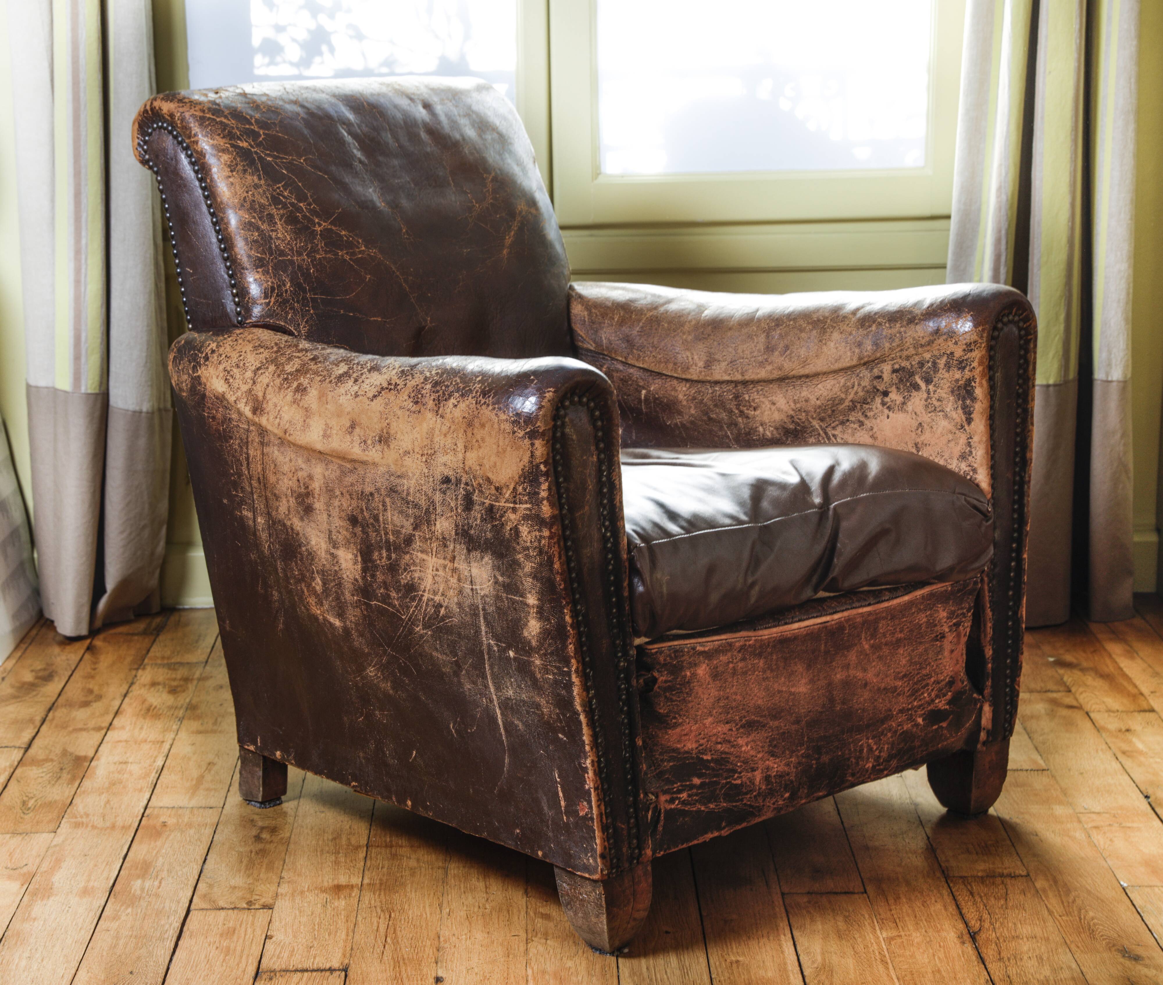 Old vintage leather club chair